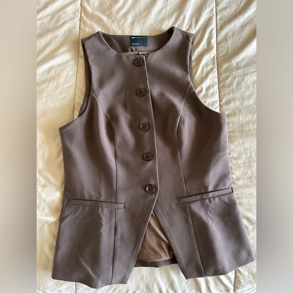 ASOS brown vest. Size 6. Worn once, like new